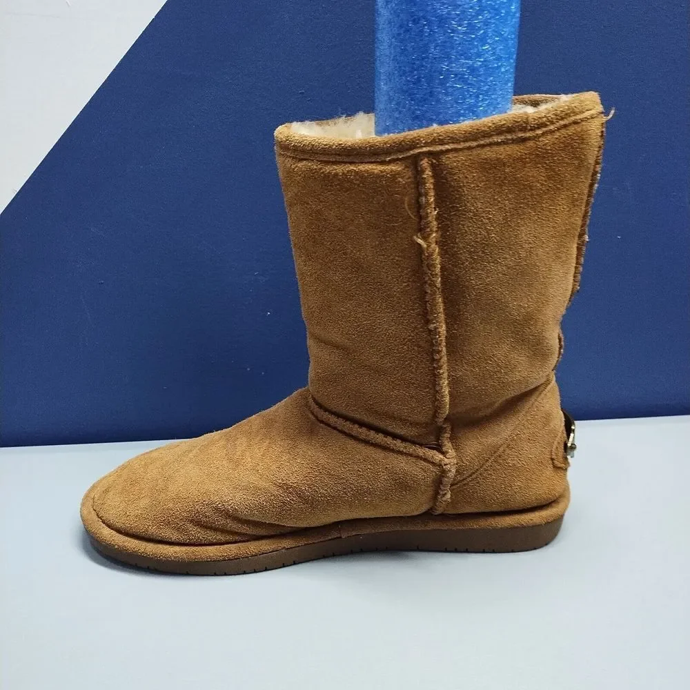 BEARPAW‎ Winter Boots Womens Size 10 Tan Suede Leather Sheepskin Wool Lining